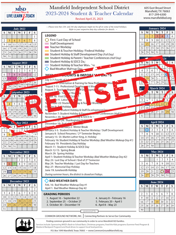 MISD Makes Revisions to 2023-24 Calendar | MISD Newsroom Article