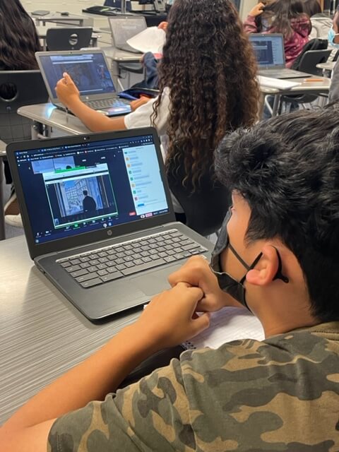 Student on a Virtual Field Trip to the Getty