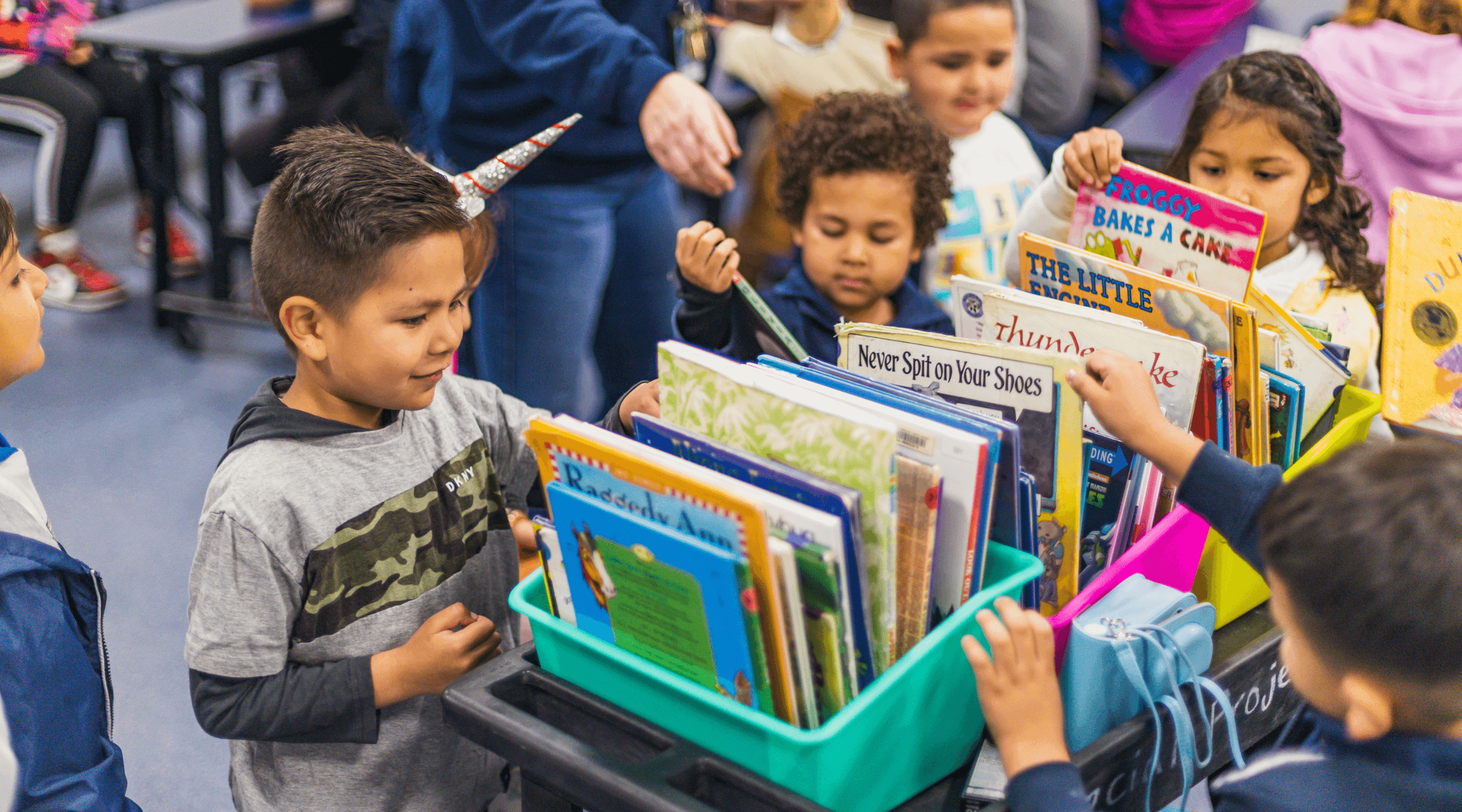 Children looking at books