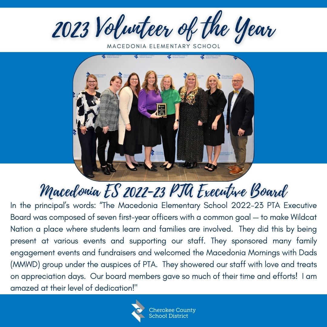 Meet a CCSD 2023 Volunteer of the Year Macedonia ES PTA Executive