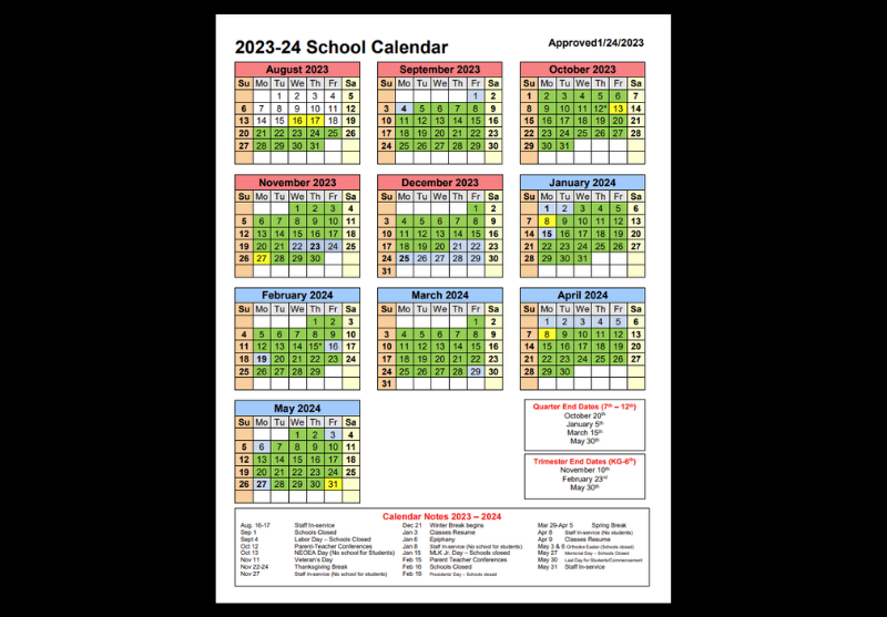 2023-2024 School Calendar | Campbell City Schools Post Detail