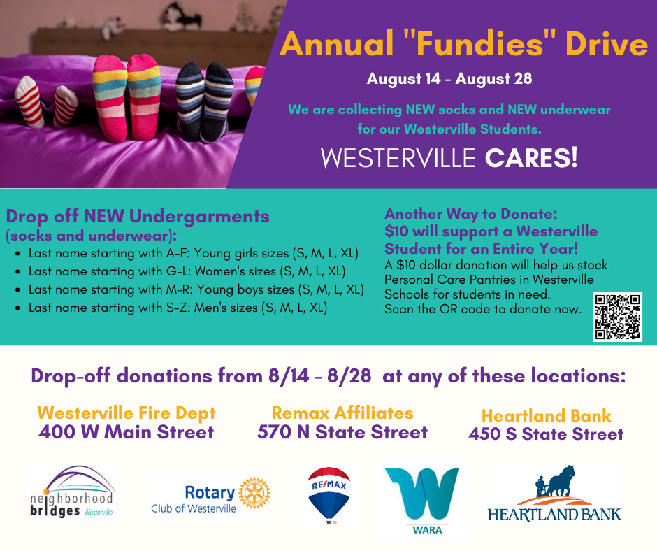 Donations sought for neighborhood bridges' annual “Fundies” drive through  Aug. 28