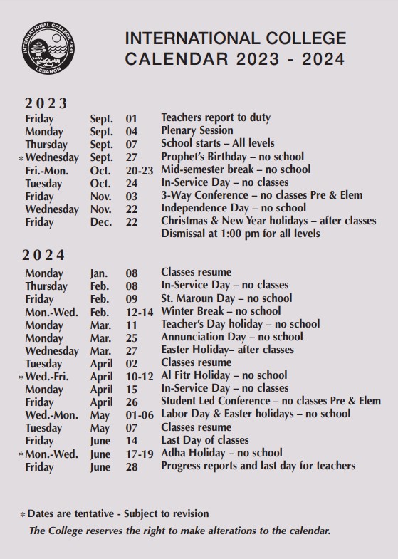 School Calendar Modifications detail