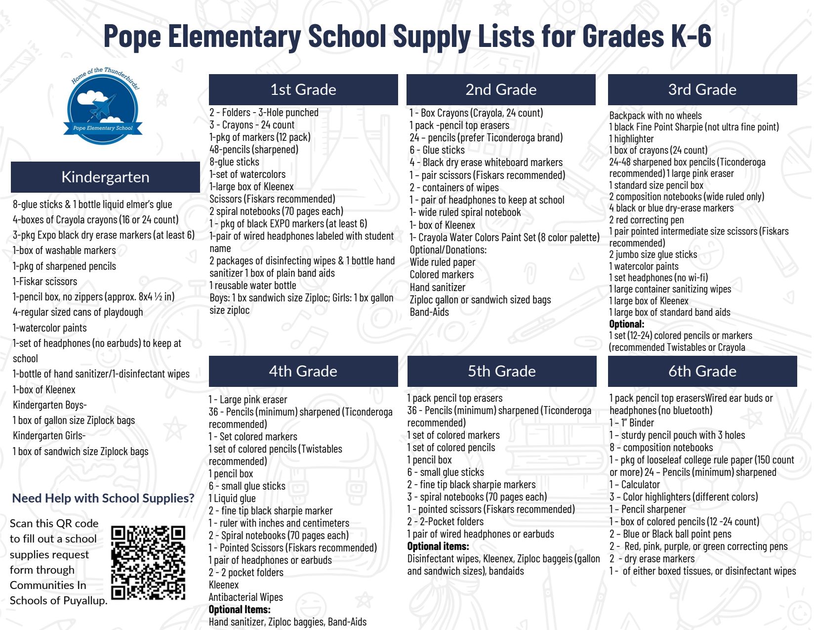 School Supply List - Pope Elementary