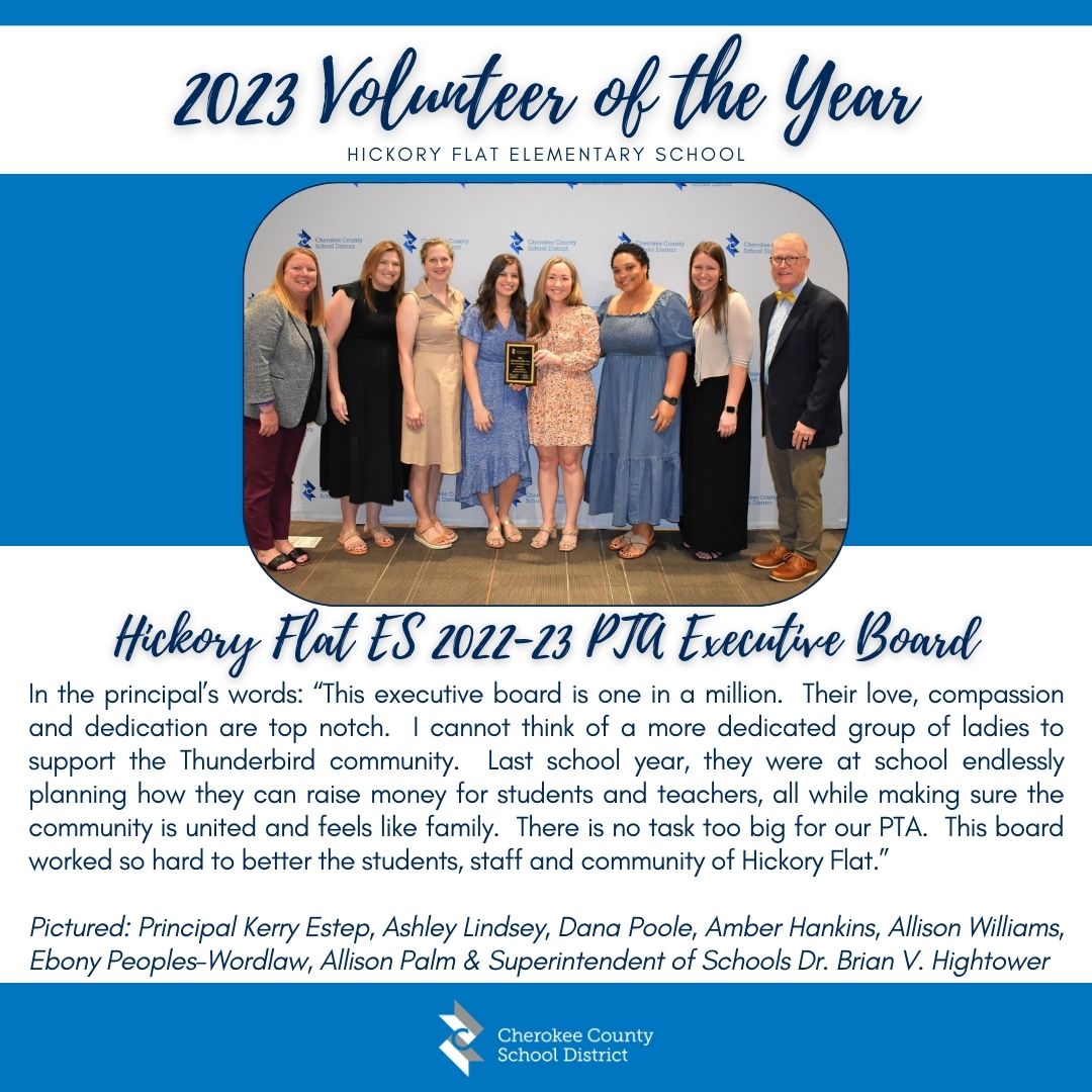 Meet a CCSD 2023 Volunteer of the Year Hickory Flat ES 202223 PTA Executive Board of Hickory