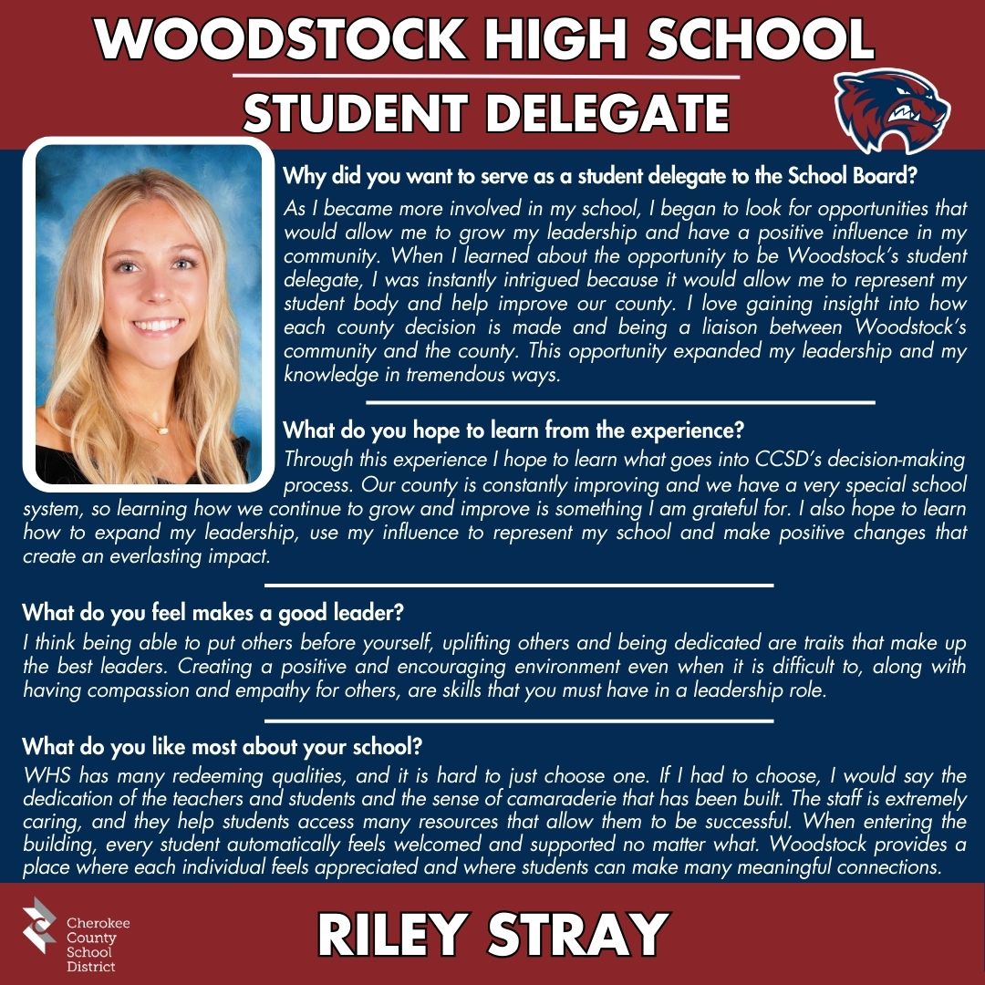 Meet A 2023 24 Student Delegate Riley Stray Of Woodstock High School