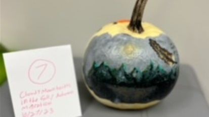 Nature scene painted on pumpkin