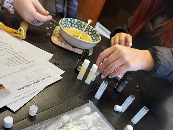 Students making Chapstick