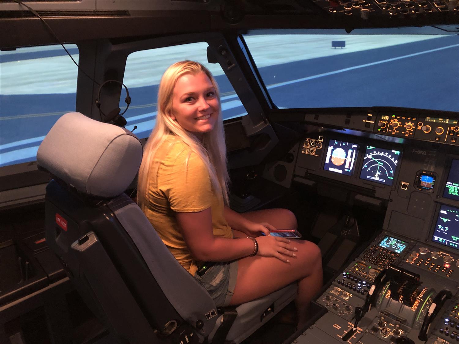 Student in Flight Simulator