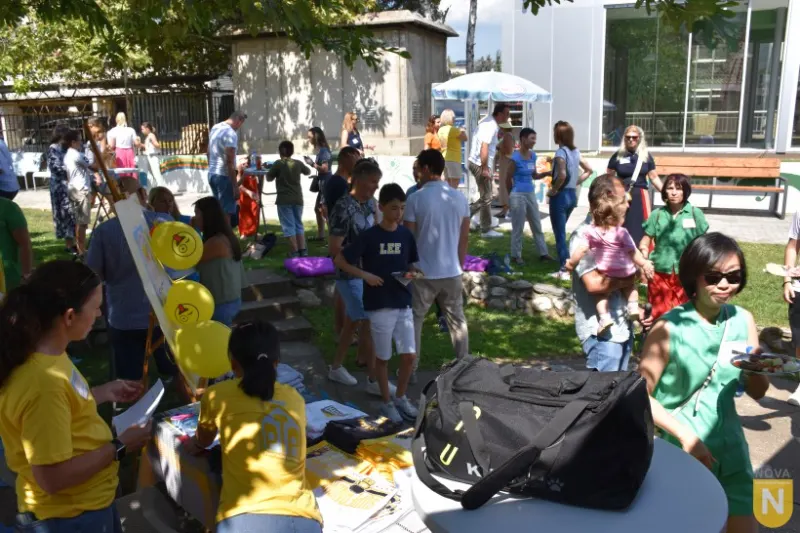 Children and families playing at an outdoor PTA community event