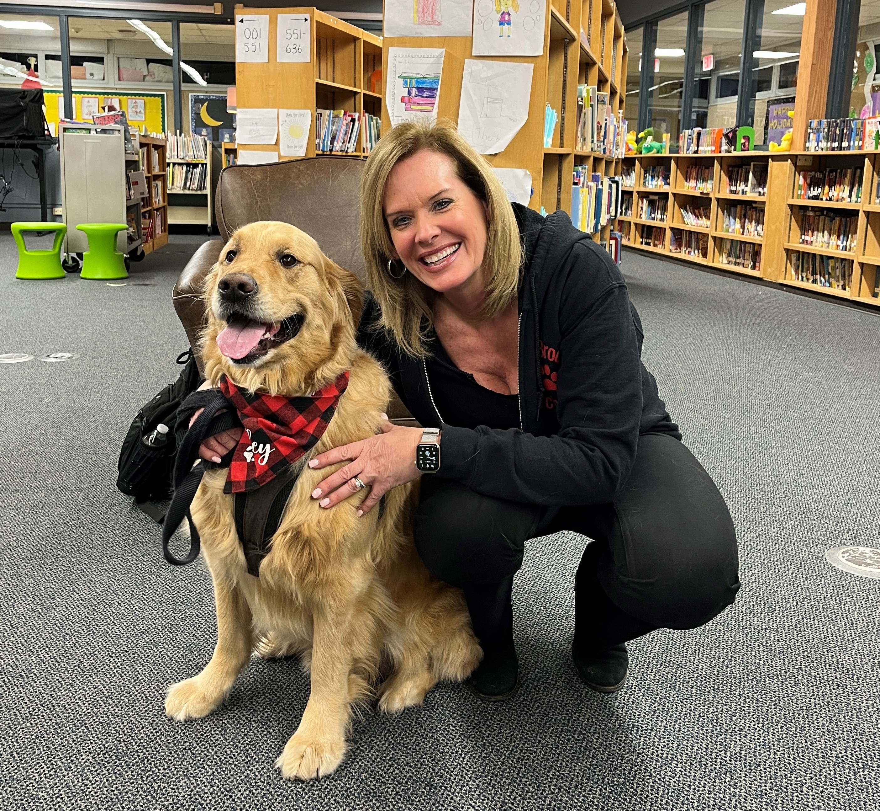 Bailey the therapy dog with handler