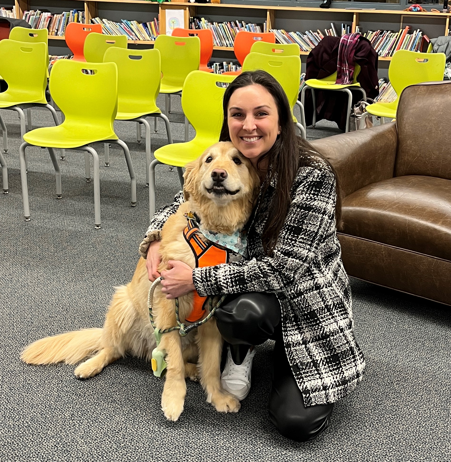 Finny the therapy dog with handler at NPMS