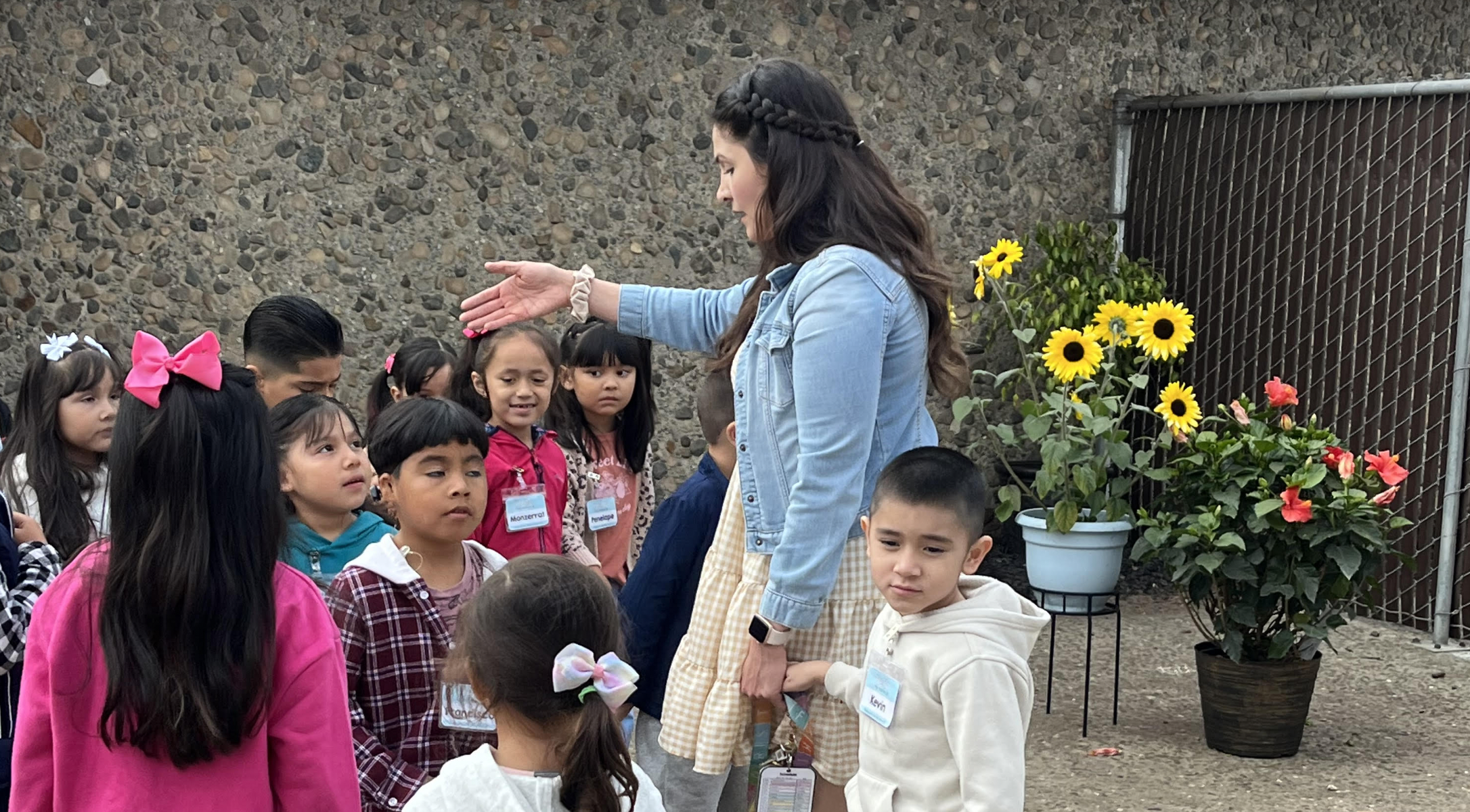 Ms. Stasi with kindergarteners