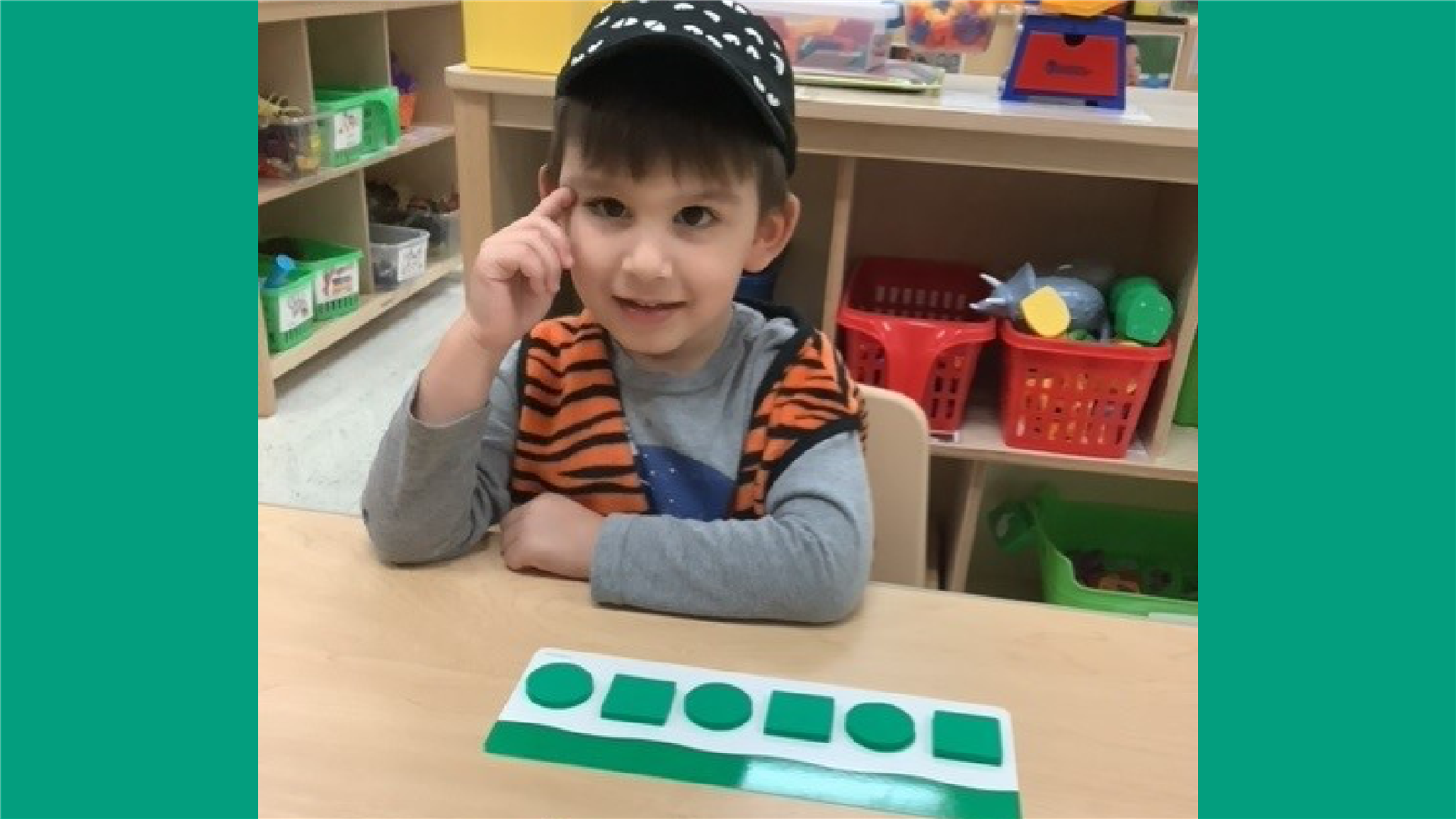 Boy learning with shapes