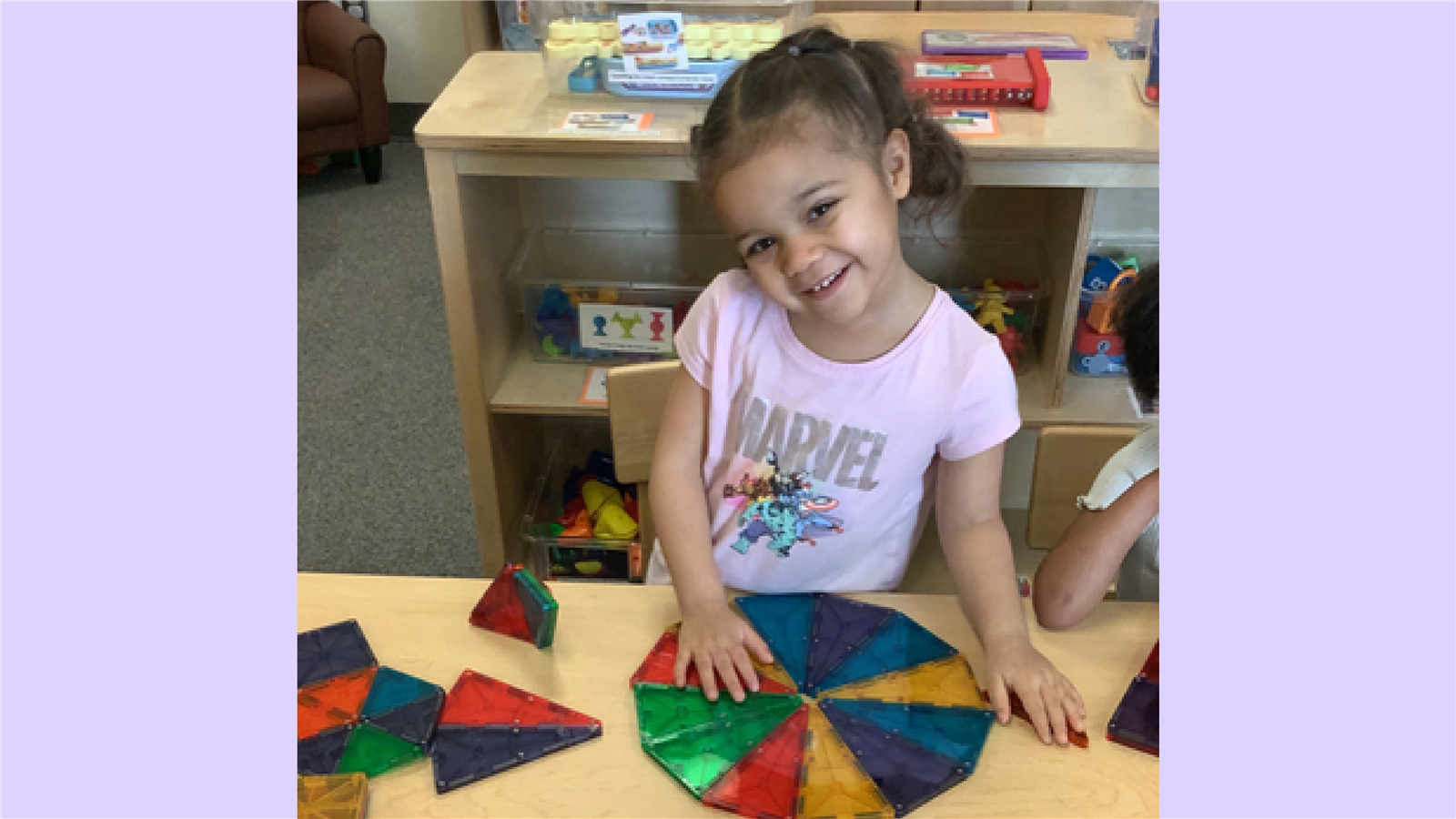 Girl learning with pie slices