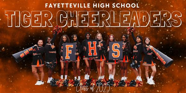 group of cheerleaders holding FHS signs and megaphones