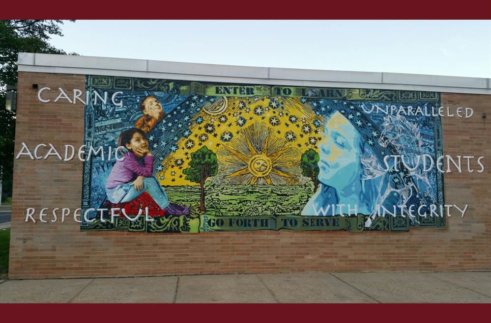 Carusi Wall Mural, Caring, Academic, Respectful, Unparalleled Students with Integrity