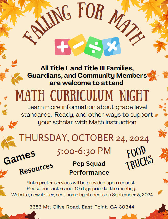 Title I Falling For Math Night Spanish Post Details (DBPP)