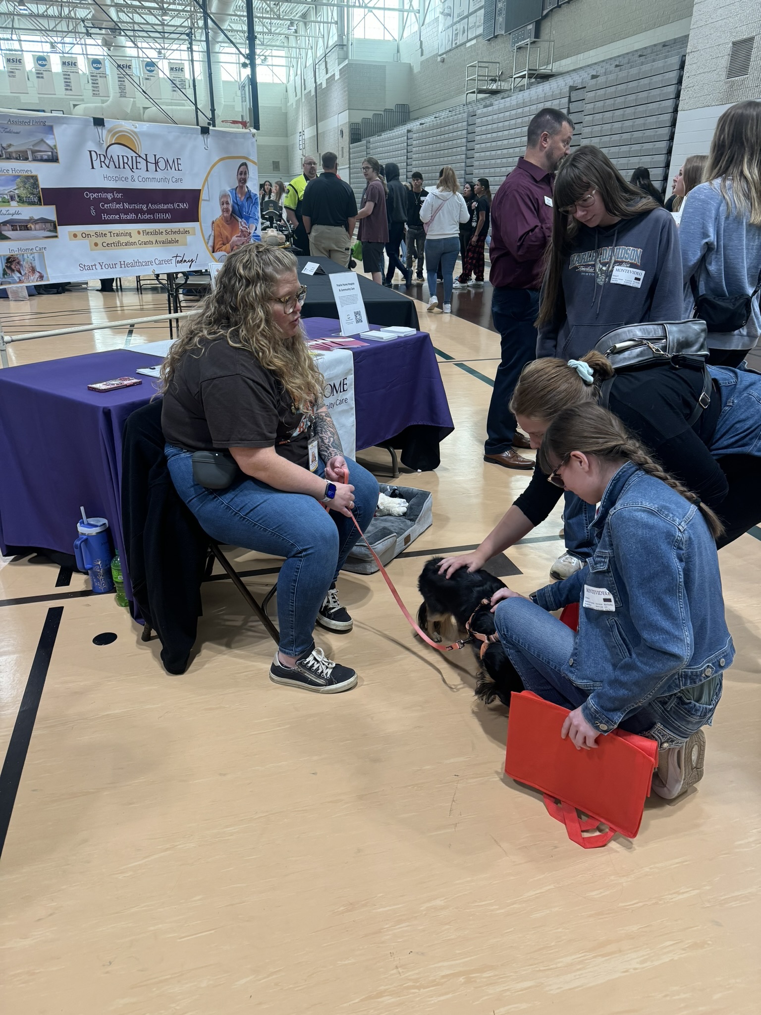 students with dog