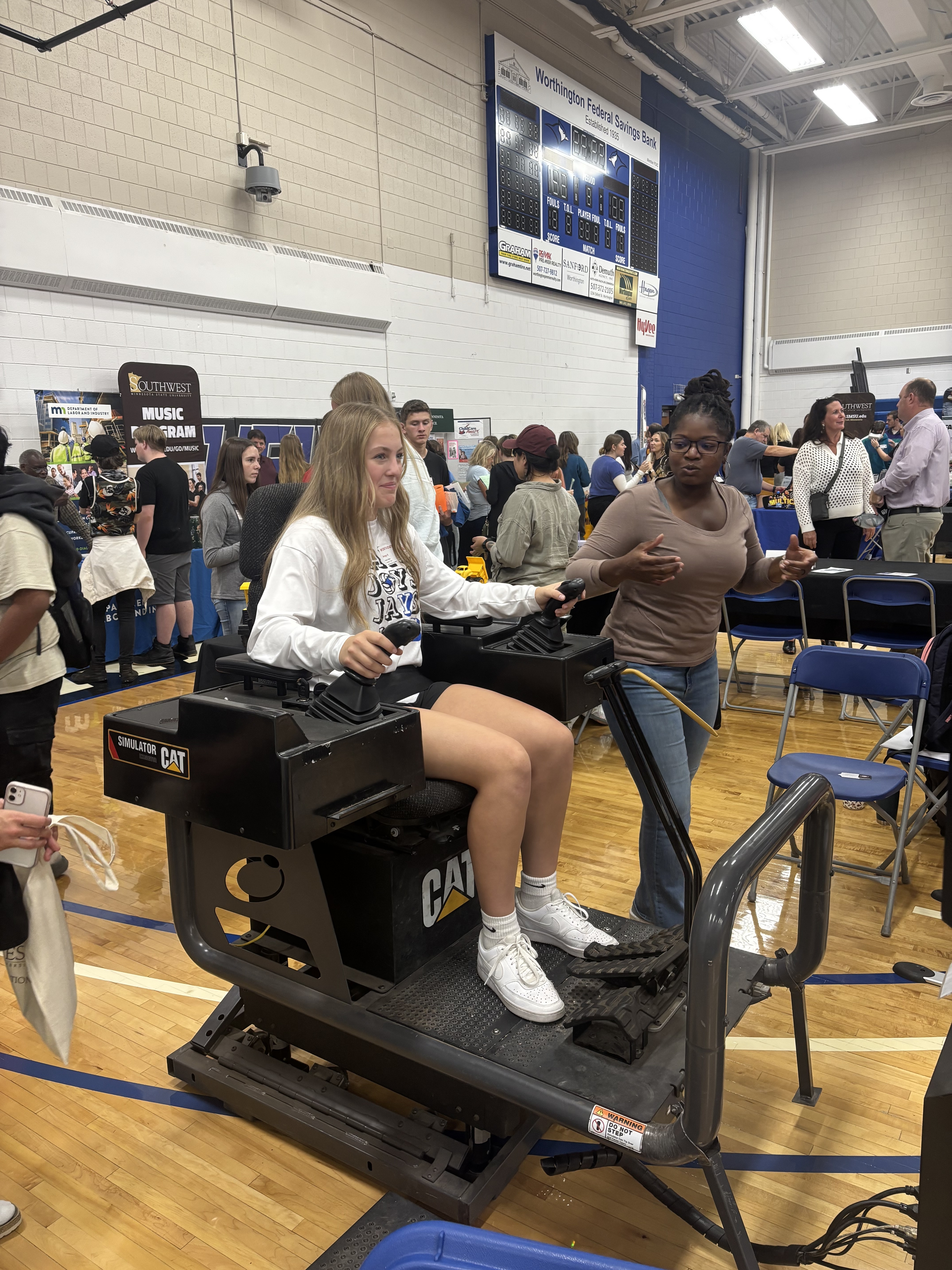 student on simulator