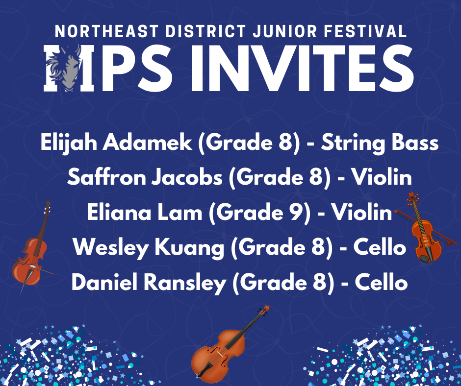 Five Students Invited to Play in Northeast District Junior Festival
