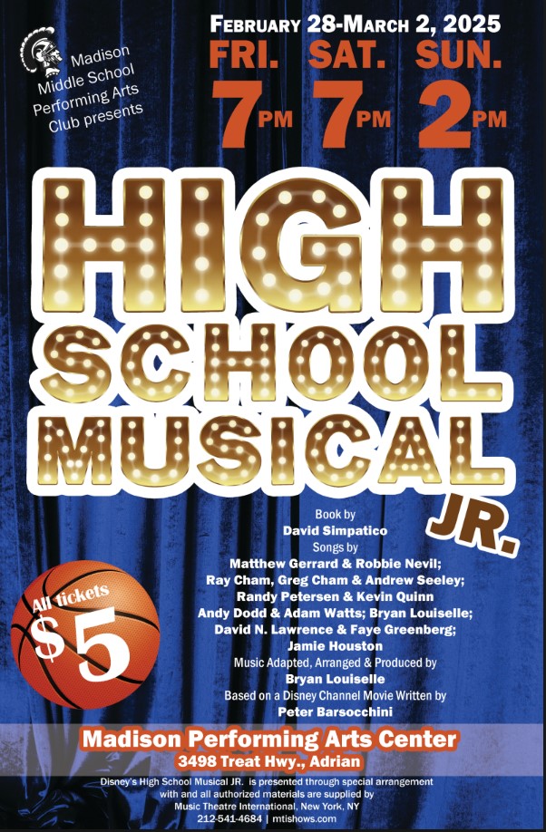 High School Musical, Jr. by MMS Performing Arts Club Feb 28 - Mar 2
