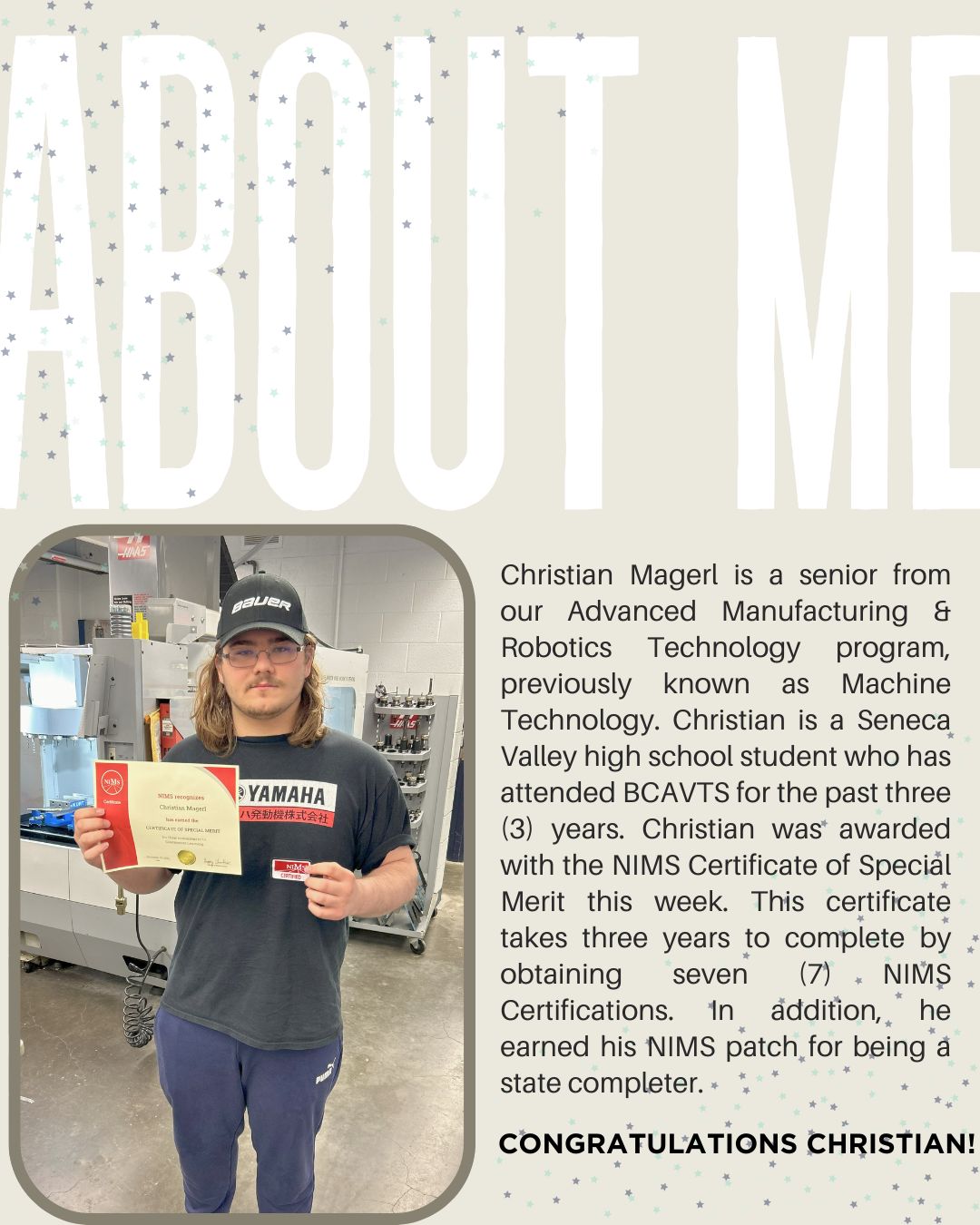 2025 Christian Magerl NIMS Special Merit Certificate