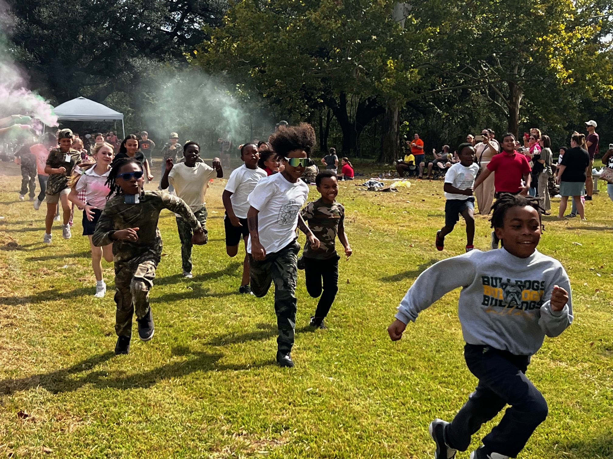 Boys running in the Monster Run. 
