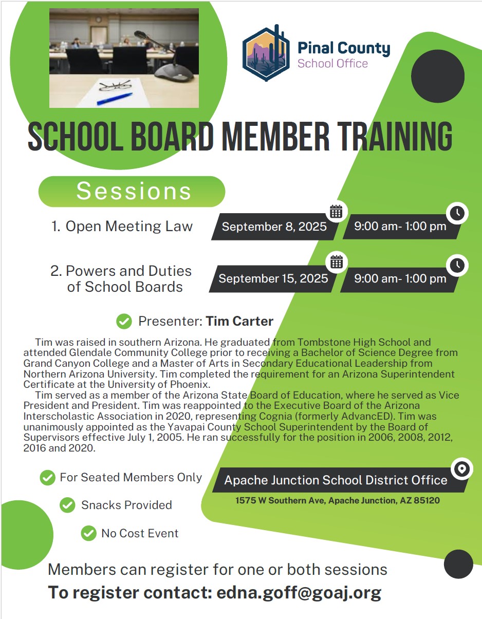 School Board Member Training @ AJ School District Office | Posts ...