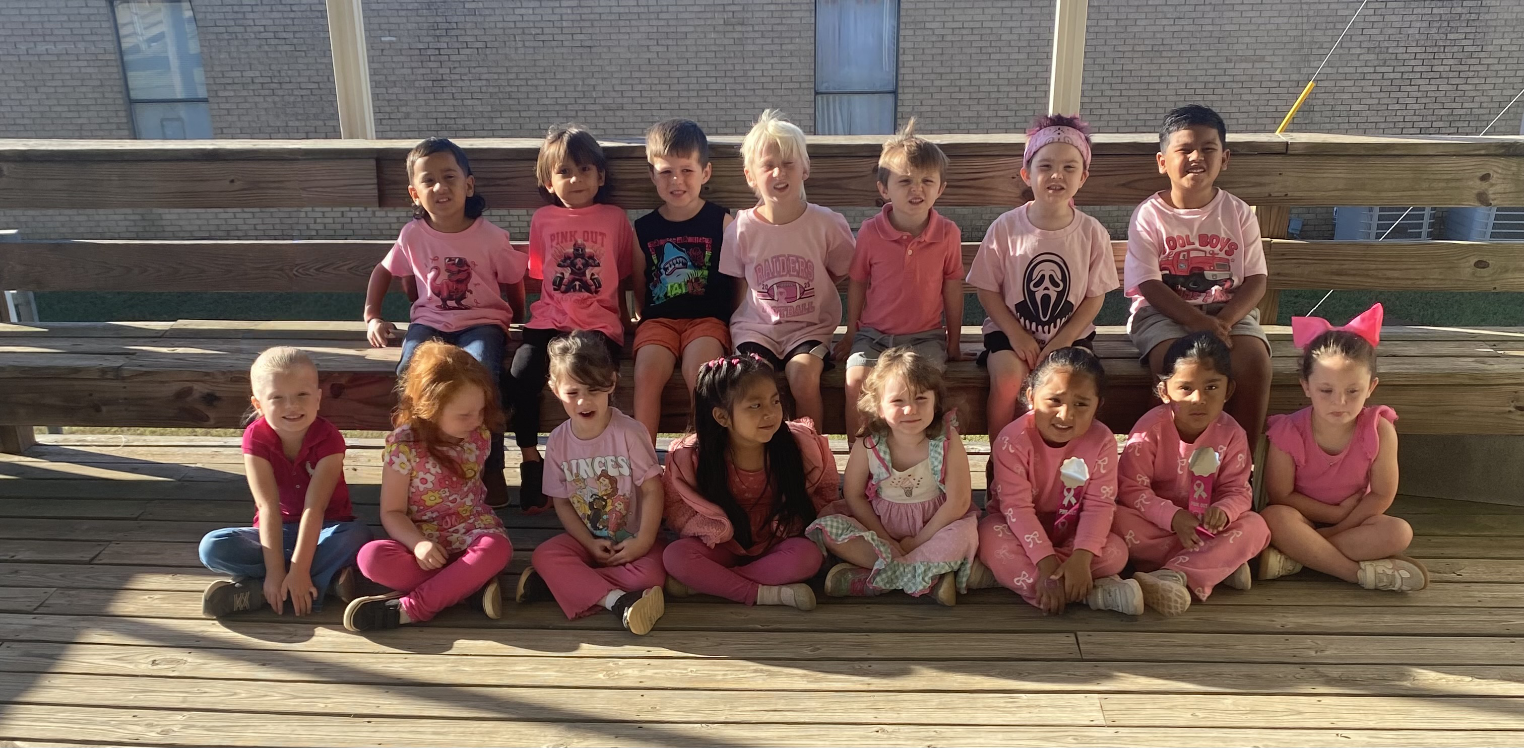 West Rusk Elementary Pre-K students dressed in Pink