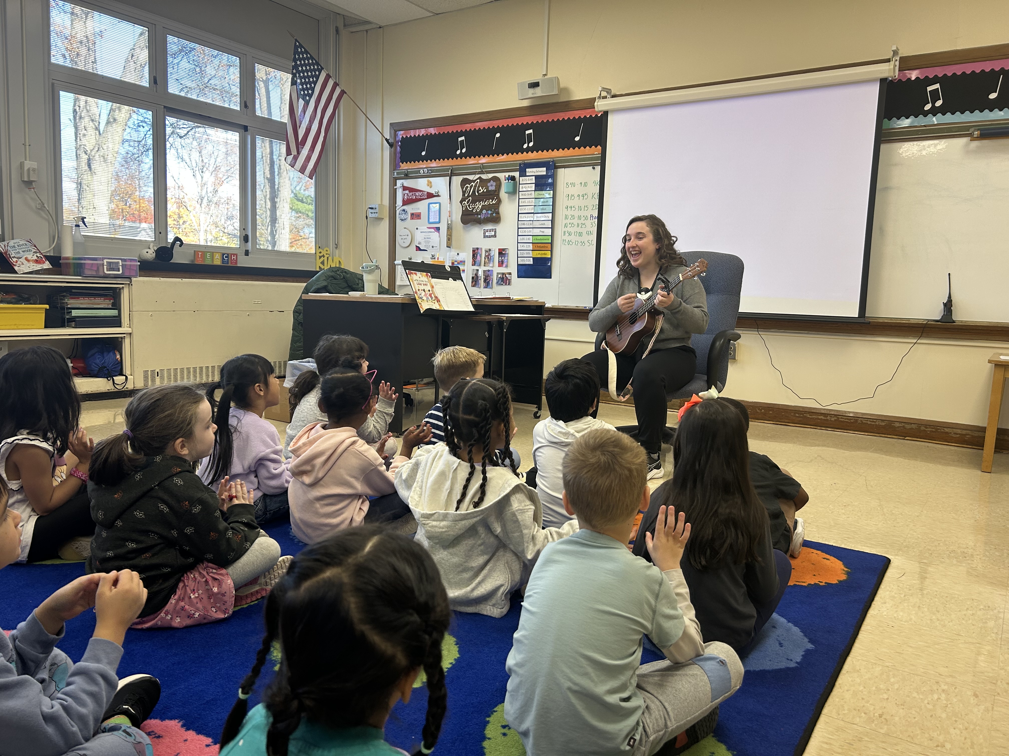 Students and Teacher at Evergreen Elementary School