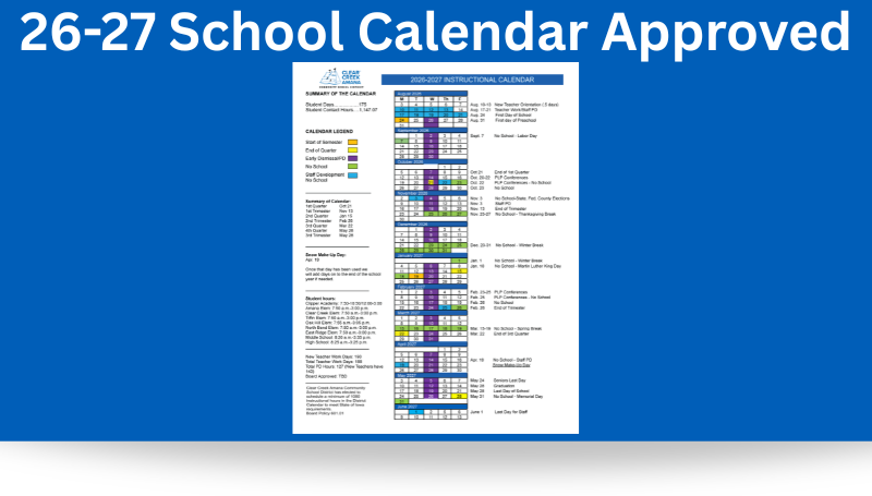 2026-2027 School Calendar Approved | Post Details