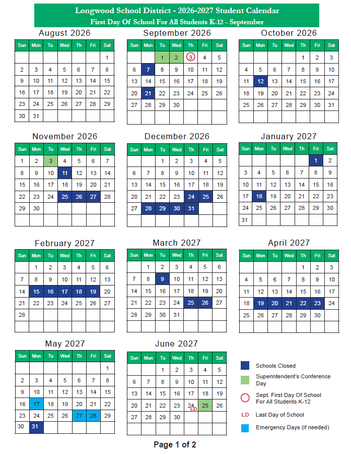 The 2026-2027 single-page calendar is now available! | News ...