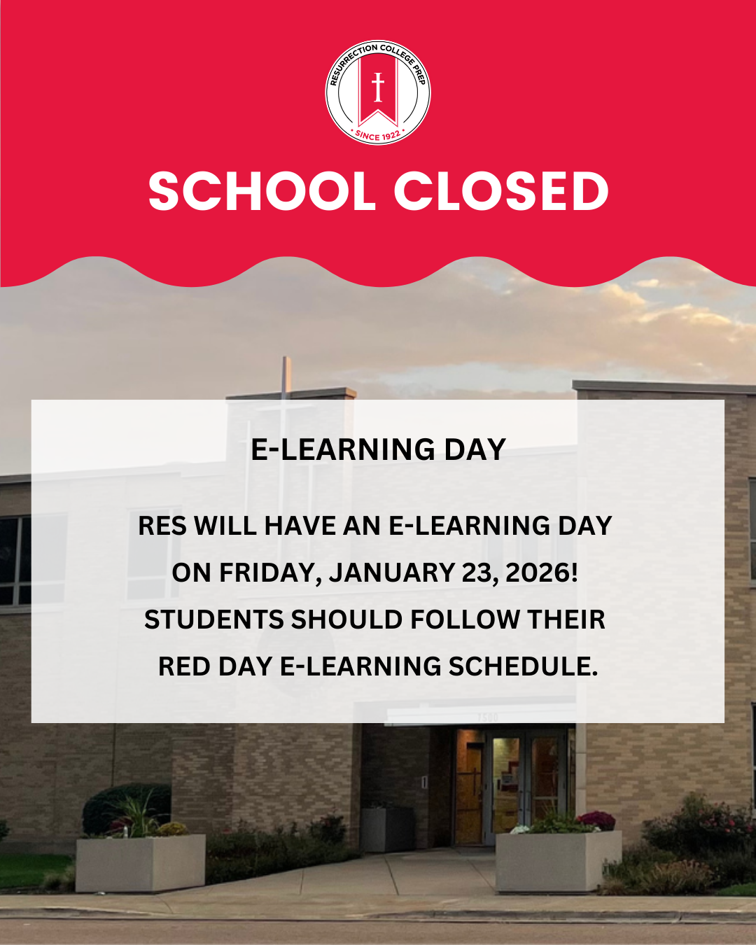 School Closure / E-Learning Day Friday, January 23, 2026 | News Details