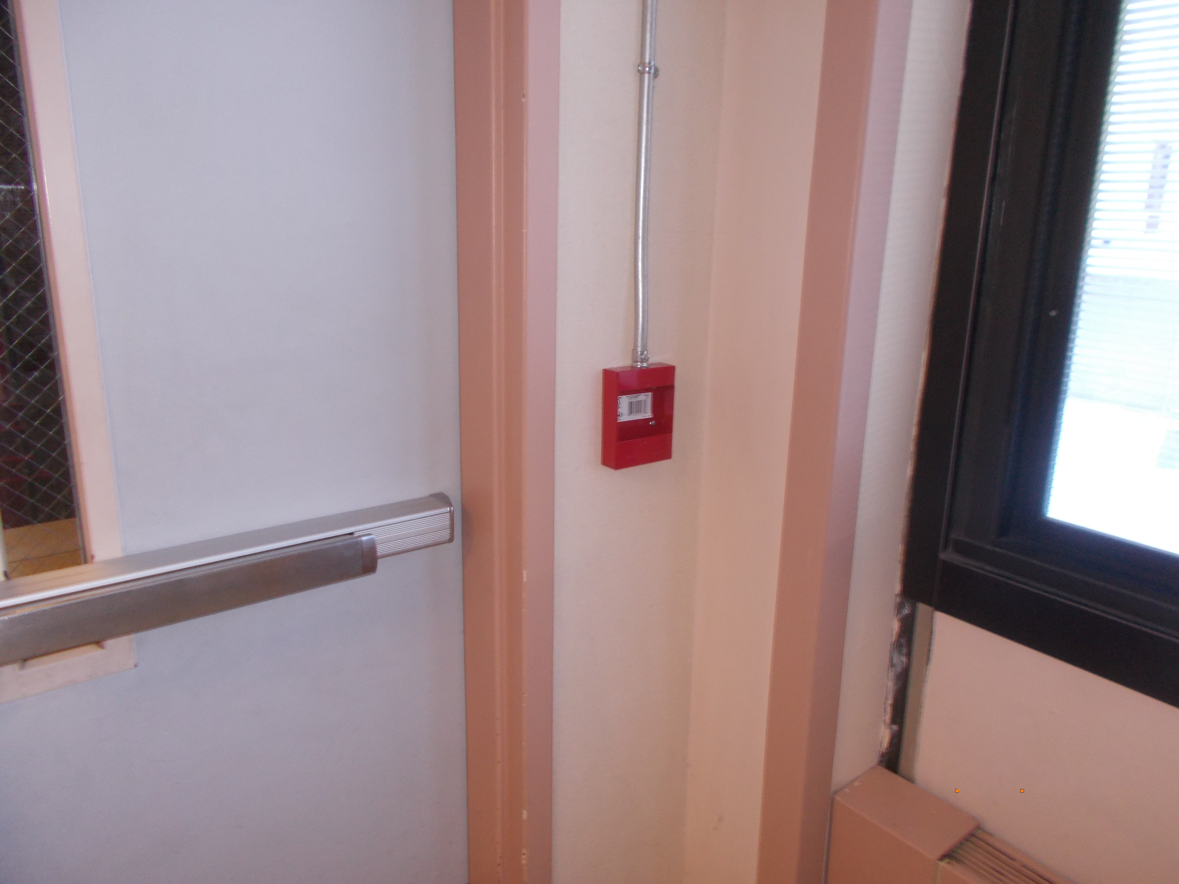 A new fire alarm pull station has been installed at School One Elementary School