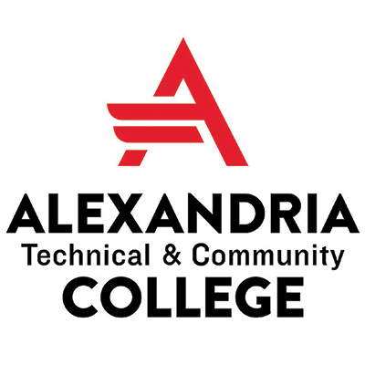 The image displays the logo for Alexandria Technical &amp; Community College, featuring a large red letter "A" and the college's name in black text.