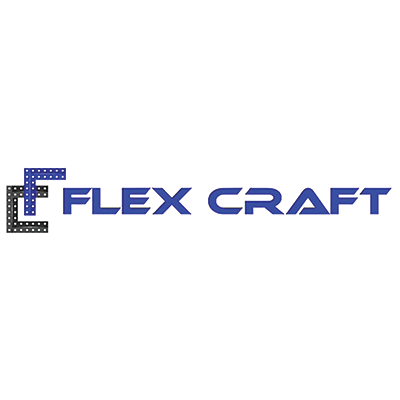 The image displays the Flex Craft logo, which consists of the word "FLEX CRAFT" written in blue text with a dotted pattern in the background.