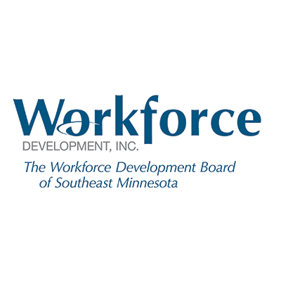 The image displays the logo for Workforce Development, Inc., which is described as the Workforce Development Board of Southeast Minnesota.