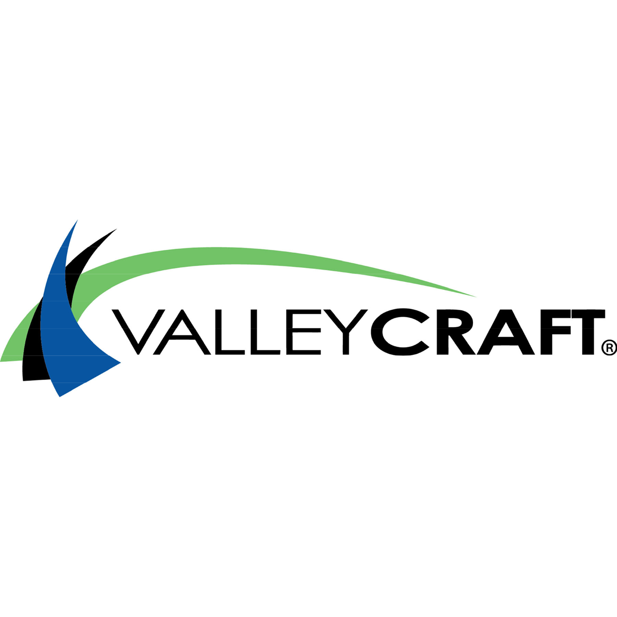 The image displays the Valleycraft logo, which features a stylized blue bird or wing shape against a green and white background.