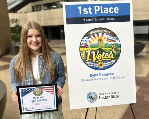Maize South High School student wins "I Voted" sticker contest