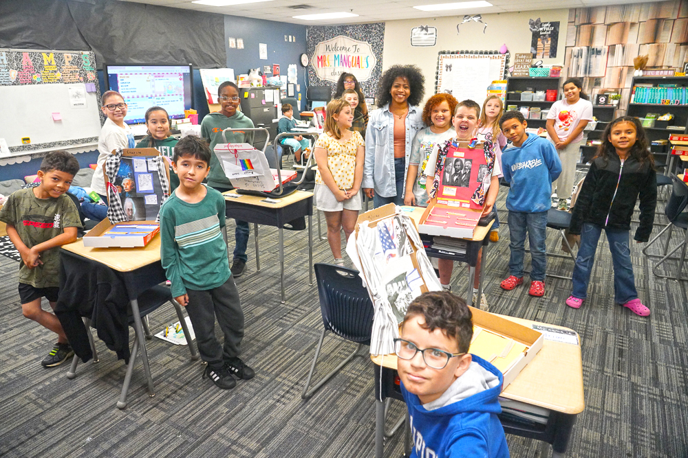 Grove 3rd Graders Turn Pizza Boxes Into Stages Featuring Famous People ...
