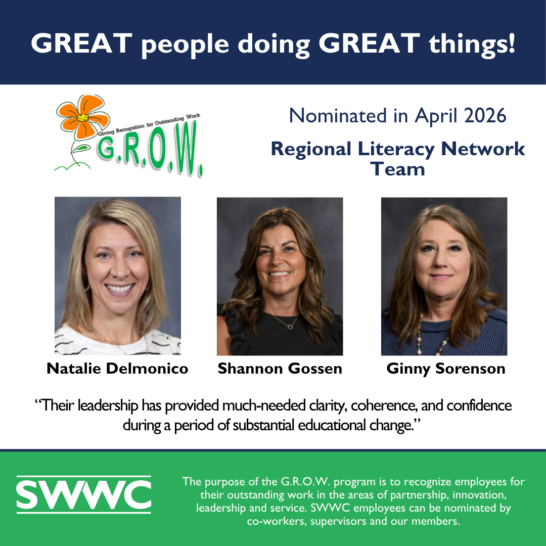 The image features three women who have been nominated for the Regional Literacy Network Team in April 2026.