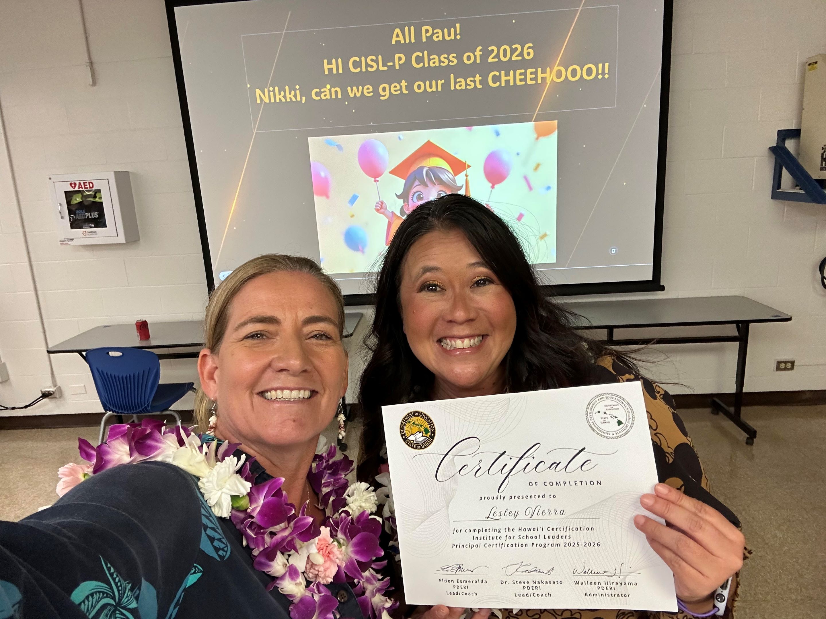 Vice principal displays cerificate