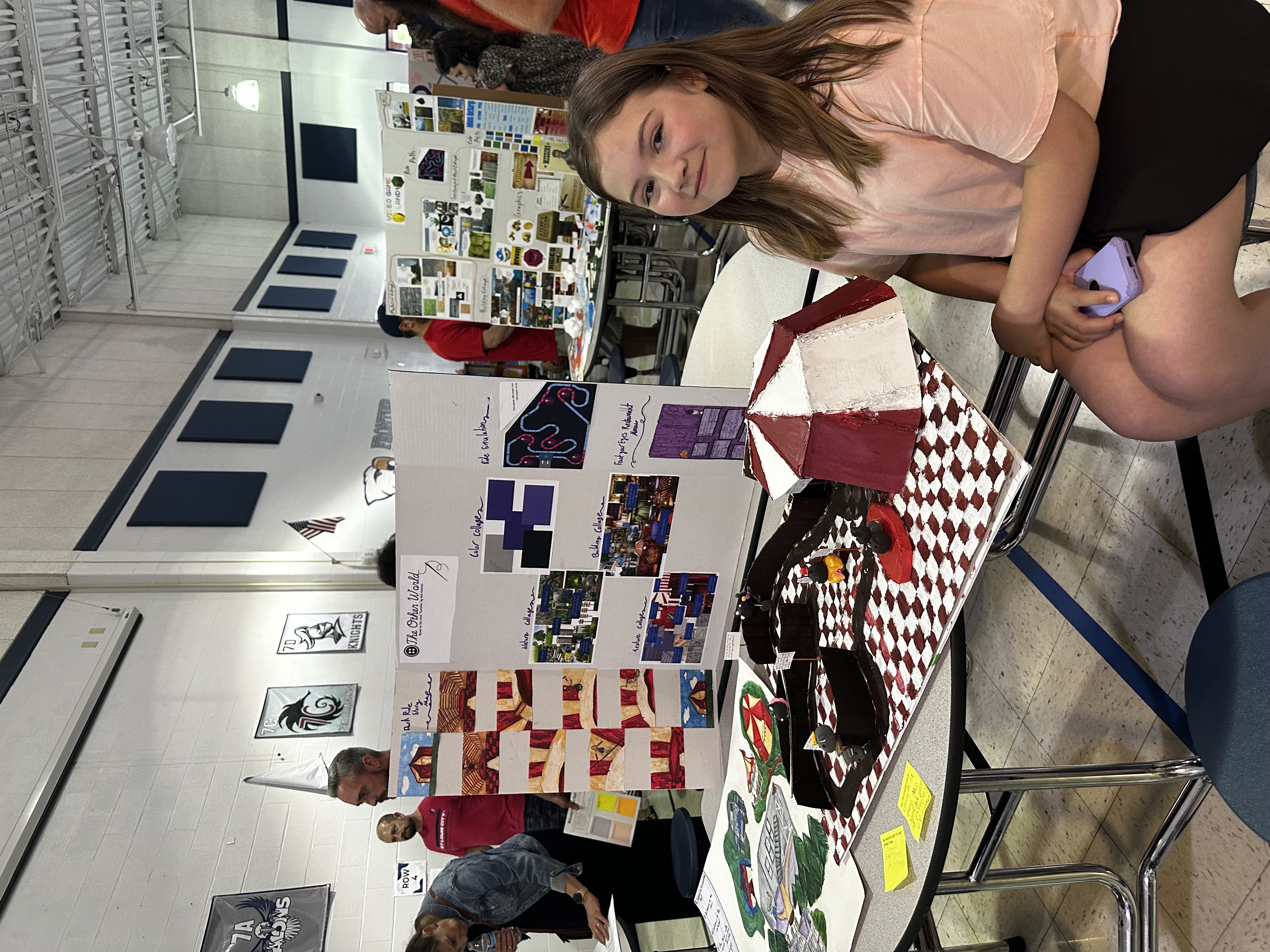 Students showing off their Amusement Park project at Frontier Middle's Independent Project Night