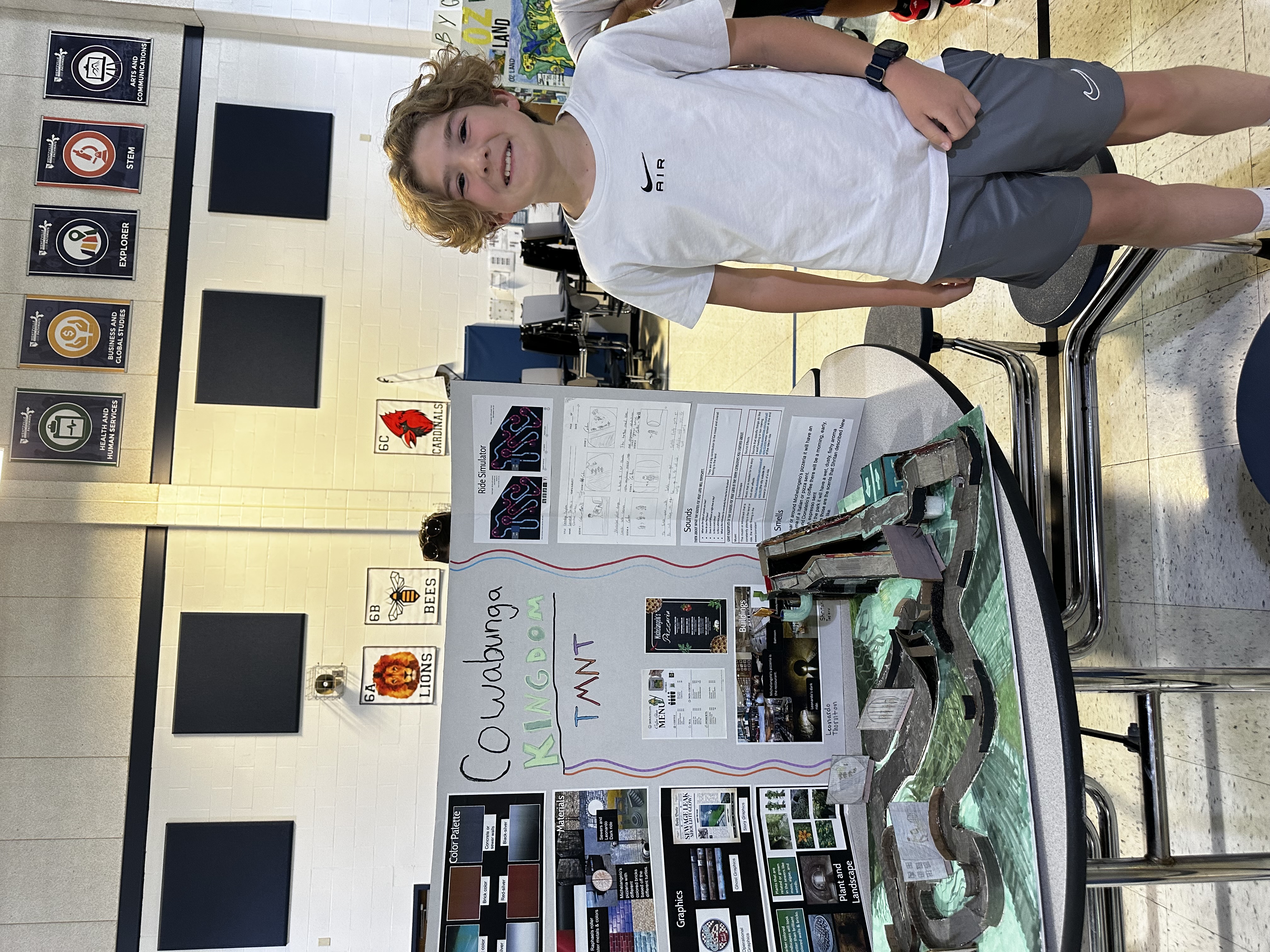 Students showing off their Amusement Park Project at Frontier Middle's Independent Project Night