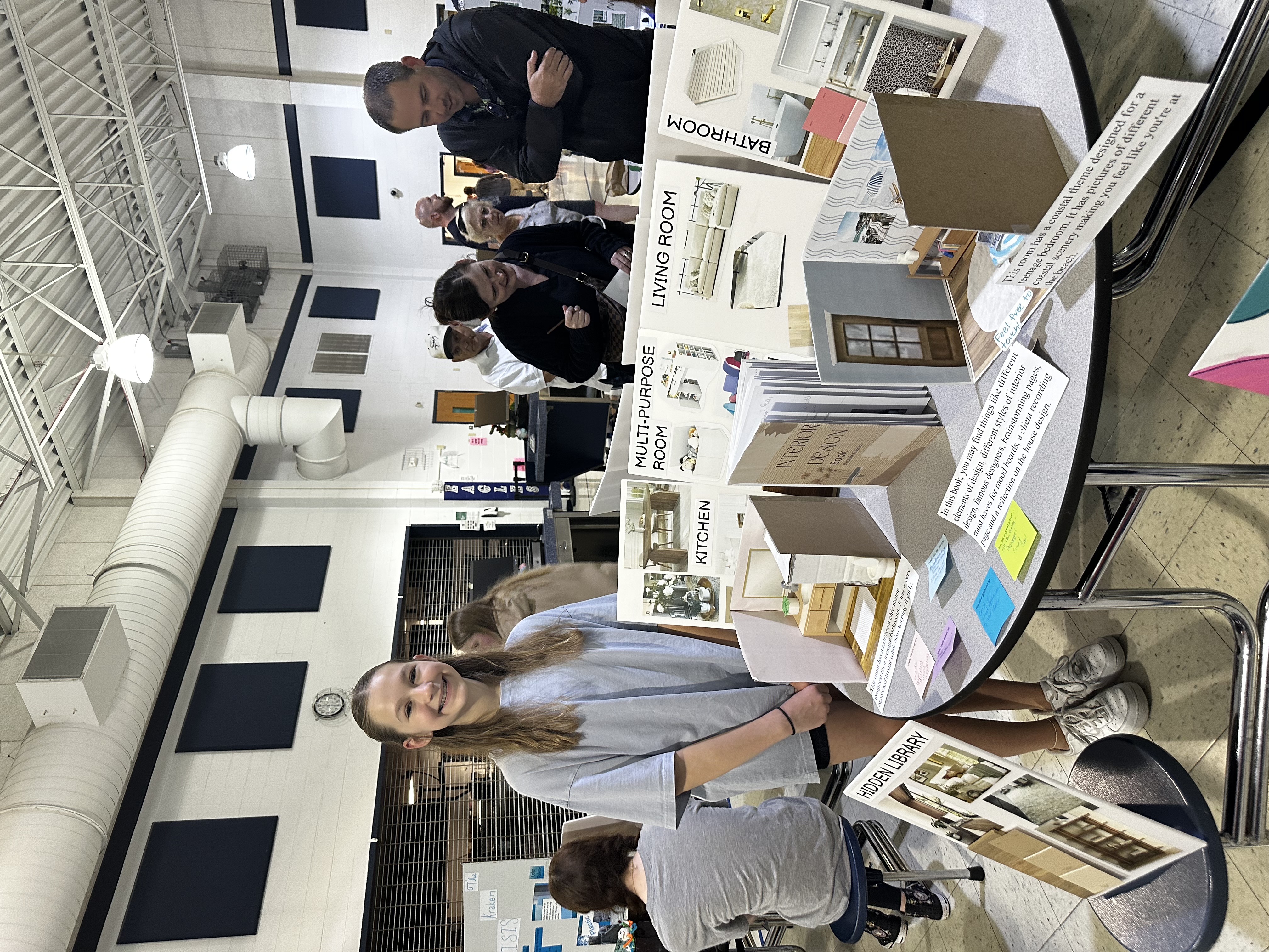 Students showing off their Interior Design Project at Frontier Middle's Independent Project Night