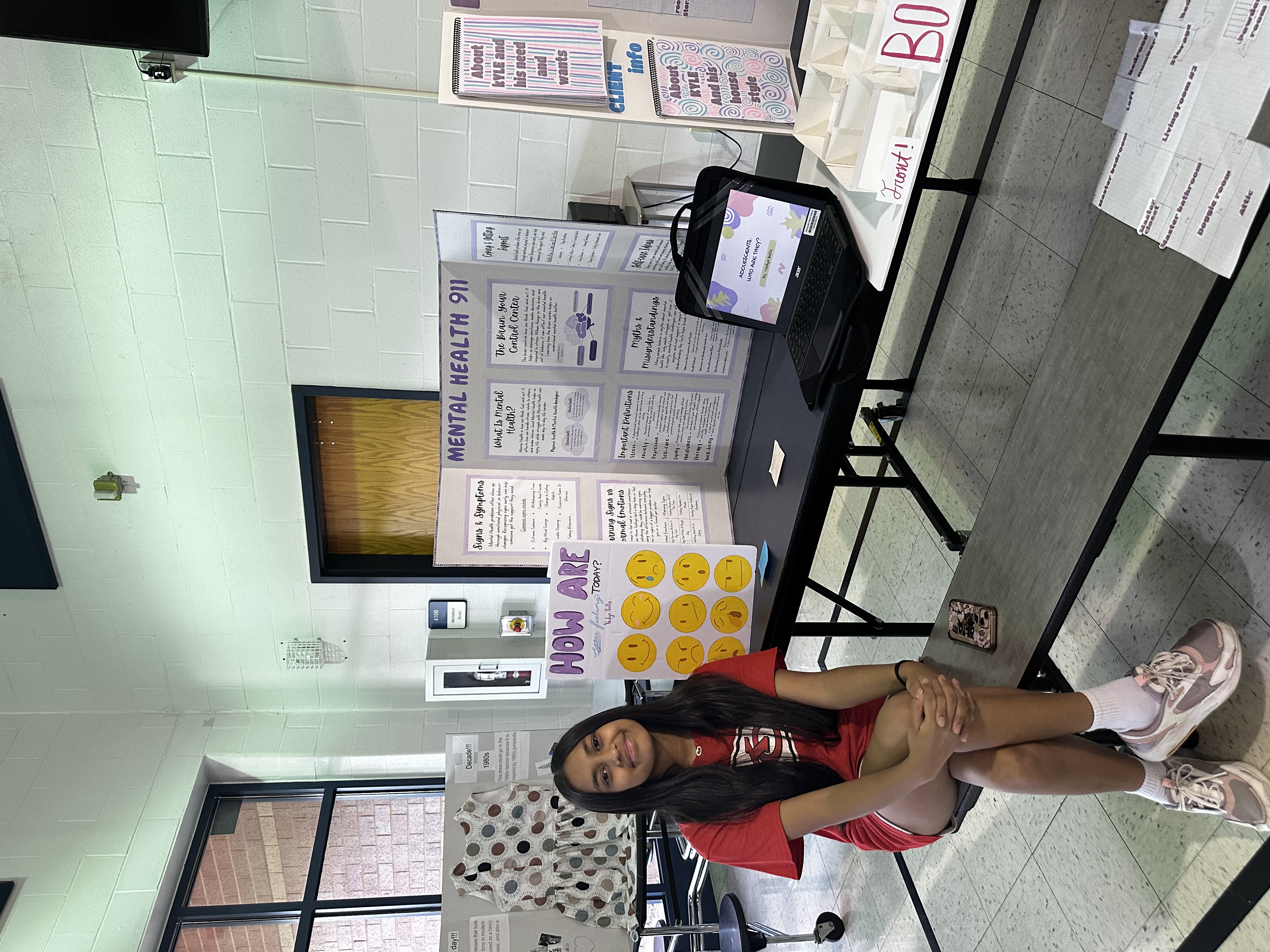 Students showing off their Mental Health Project at Frontier Middle's Independent Project Night