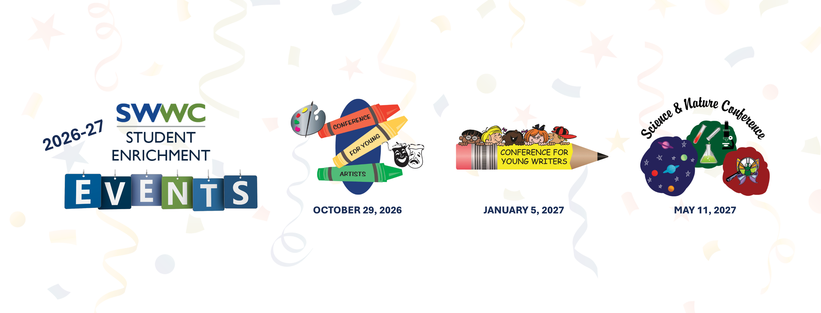 dates of the three student conferences in 2026-27