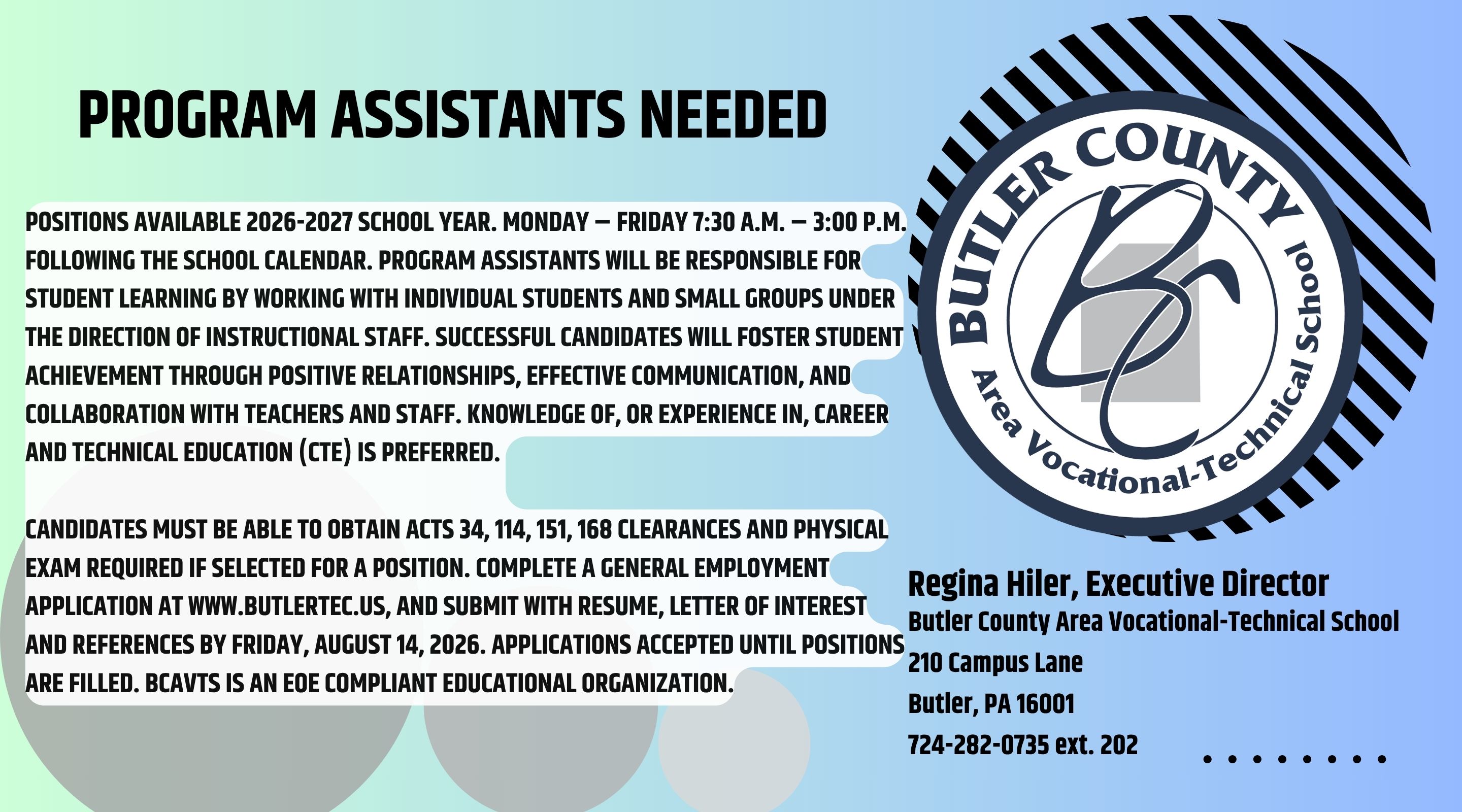 Program Assistants Ad