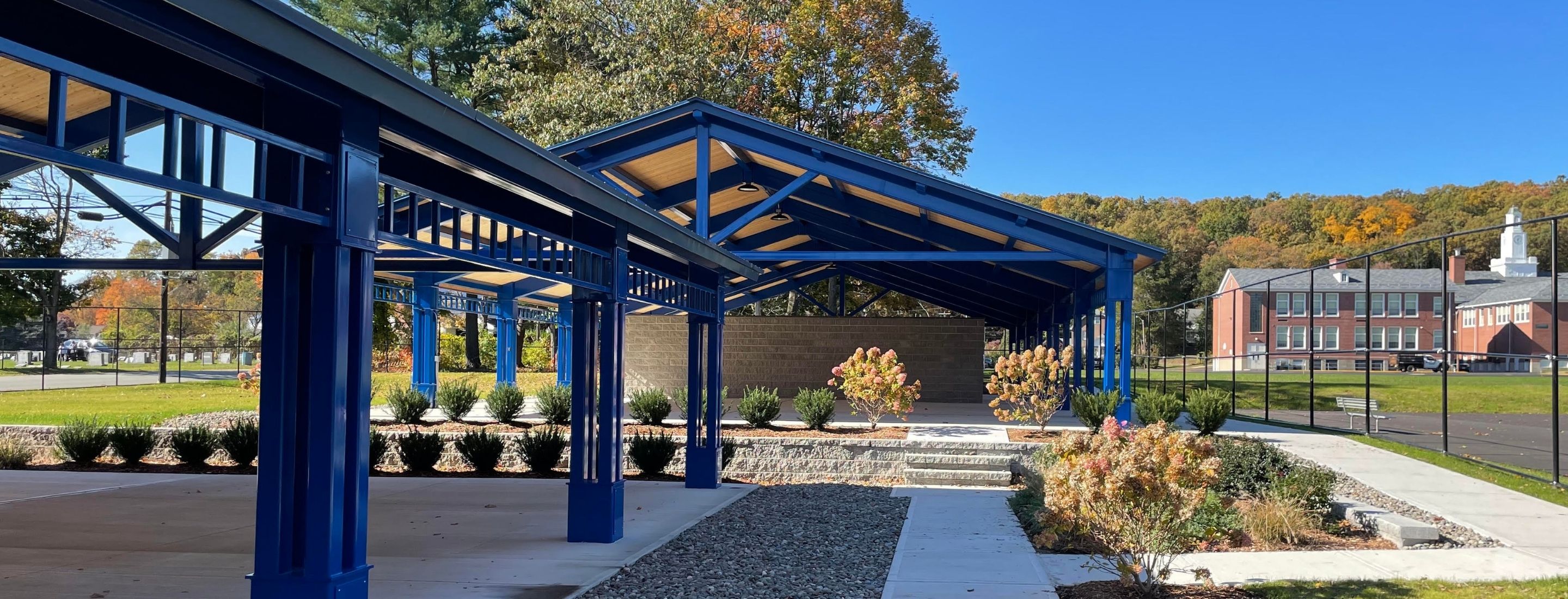 Outdoor pavilions with LRS in the background